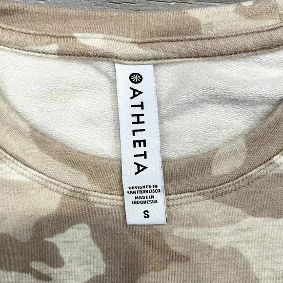 Athleta Sweatshirt Womens Small Relaxed Studio to Street Oatmeal Camo Crewneck - Picture 2 of 9